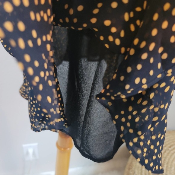 LUCY PARIS POLKA DOT WRAP RUFFLE MINI DRESS LONG SLEEVE WOMEN'S SIZE SMA… - Picture 5 of 12